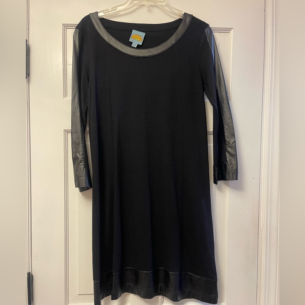 C&C California Black Dress with Leather Details